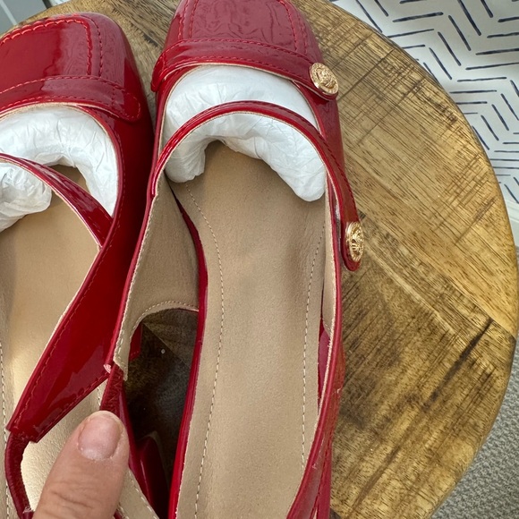 NEW! Red Sling Back Maryjane Mule Block heel size 9 - Picture 5 of 9